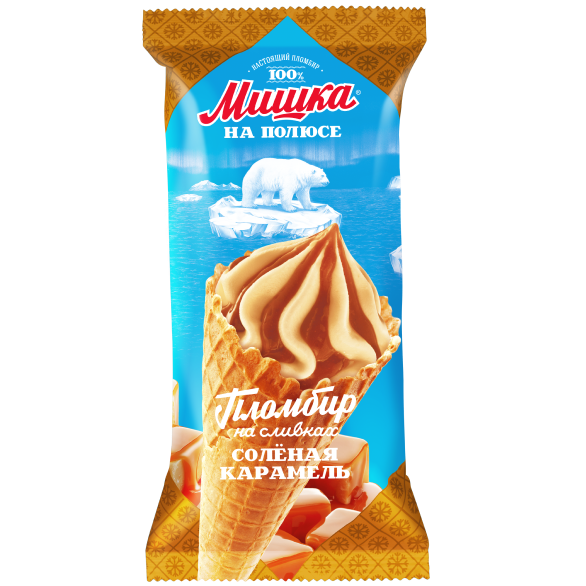 "МИШКА НА ПОЛЮСЕ" рожок крем-брюле с соленой карамелью